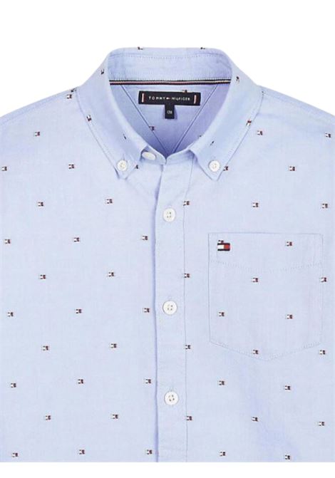 Camicia bambino azzurra in cotone TOMMY HILFIGER | KB0KB05410/MOAZZURRO